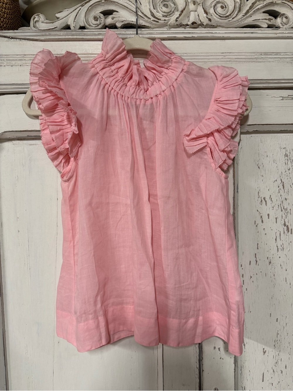 Sea Pink Ruffle Sleeve Blouse